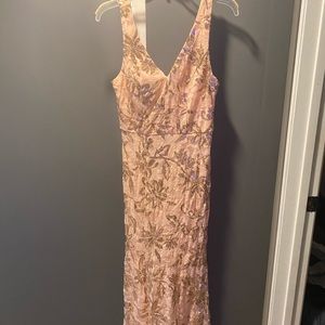 Baby pink lace and sequin evening gown dress